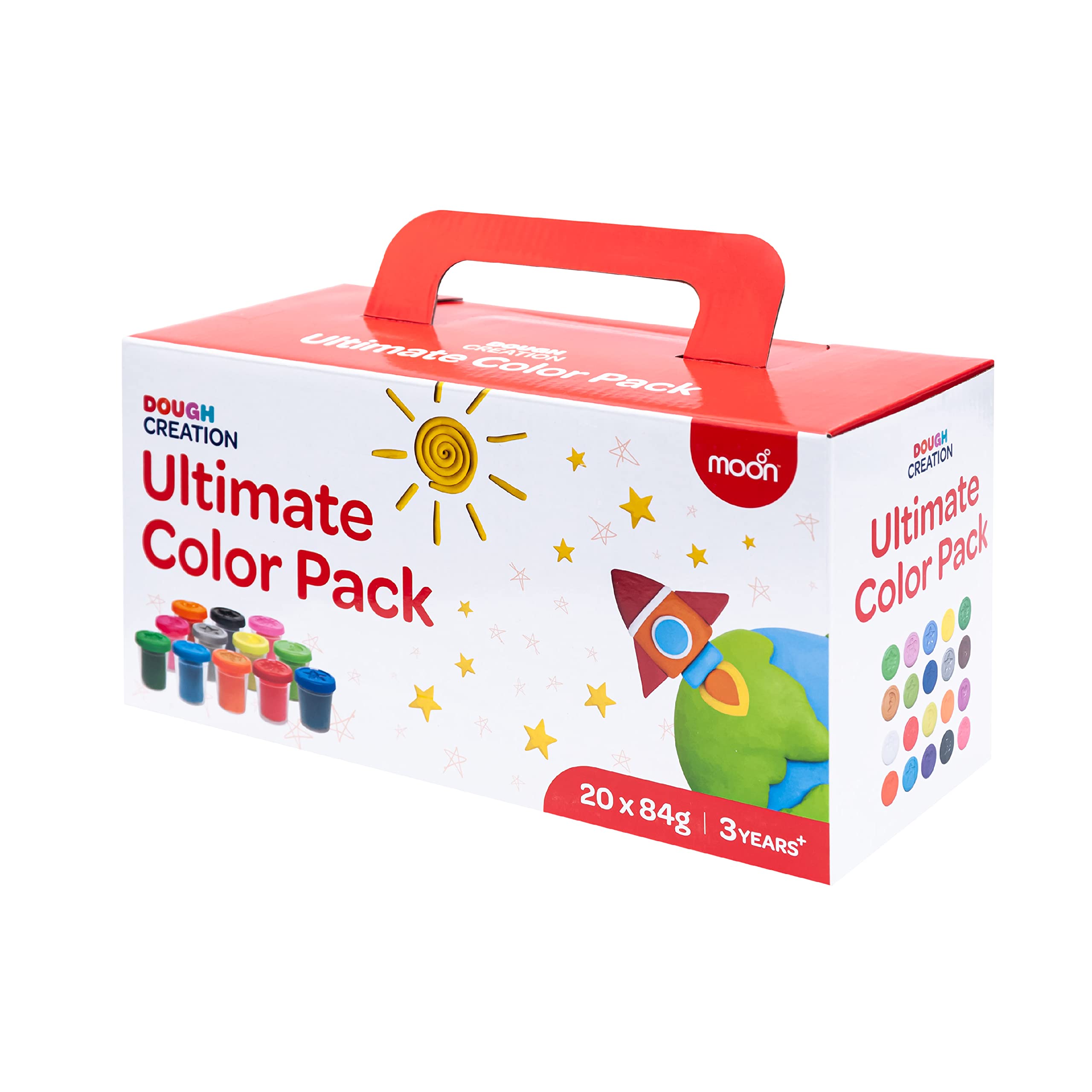 The Moon brandDough Creation Ultimate Color Pack Set of 20 – Playdough for Kids – NonToxic Modeling Clay Arts and Crafts for 3+ Years – DIY Clay Toys for Gifting & Birthday Party – 20 x 56g