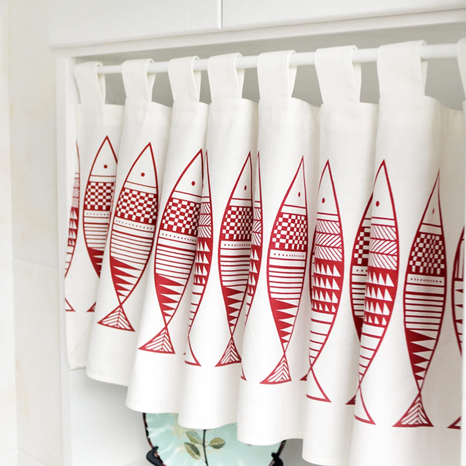 Cortinas cortas de algodón tipo cenefa de ventana rústica para cocina y baño