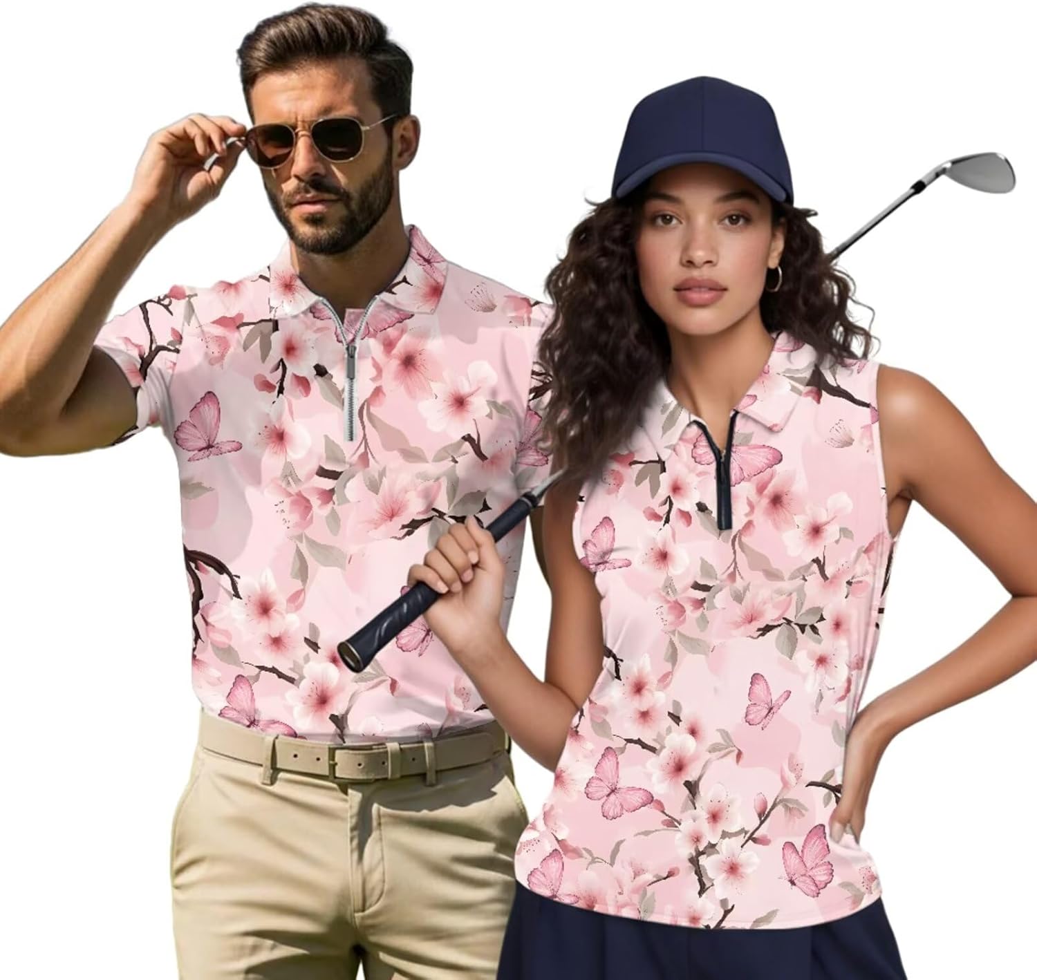 Boatee Matching Couple Tennis Shirts Couple Golf Matching Outfits 4-Way Stretch Quarter Zip for Outdoor Sports