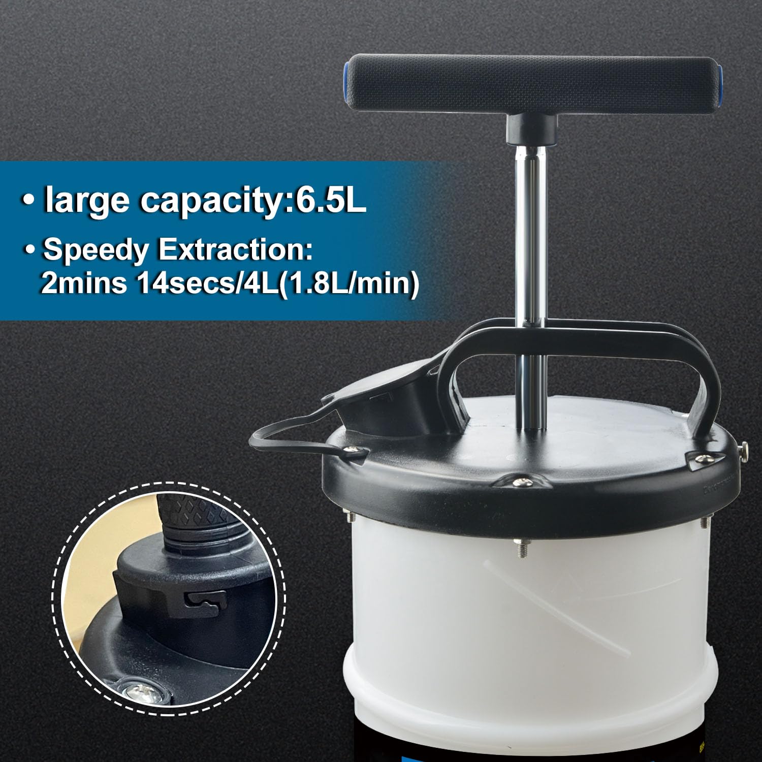Bomba extractora de fluidos Manual/neumática de 6,5 L, Herramienta de Cambio de Aceite y Cambio de Fluido, Extractor de líquido al vacío (Manual)