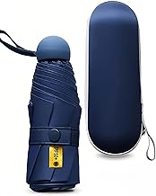 Kiuiom Paraguas de Viaje Plegable,Paraguas de Bolsillo Portátil,Paraguas Compacto Resistente al Viento,6 Costillas Mini Paraguas para Hombre Mujer Protección UV Impermeable Paraguas Plegable