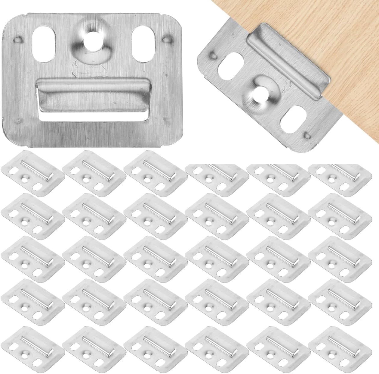 Hemoton Stainless Steel Wall Panel Clamps Quick Loading Fixing Pieces 1.57X1.18 Inch Water-Resistant Furniture Buckles for Integrated Wall Panels Industrial Hardware 200Pcs