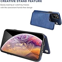 Vista 5 de OT ONETOP - Funda tipo cartera para iPhone 11 Pro Max con tarjetero, piel sintética con ranuras para tarjetas, doble cierre magnético y funda