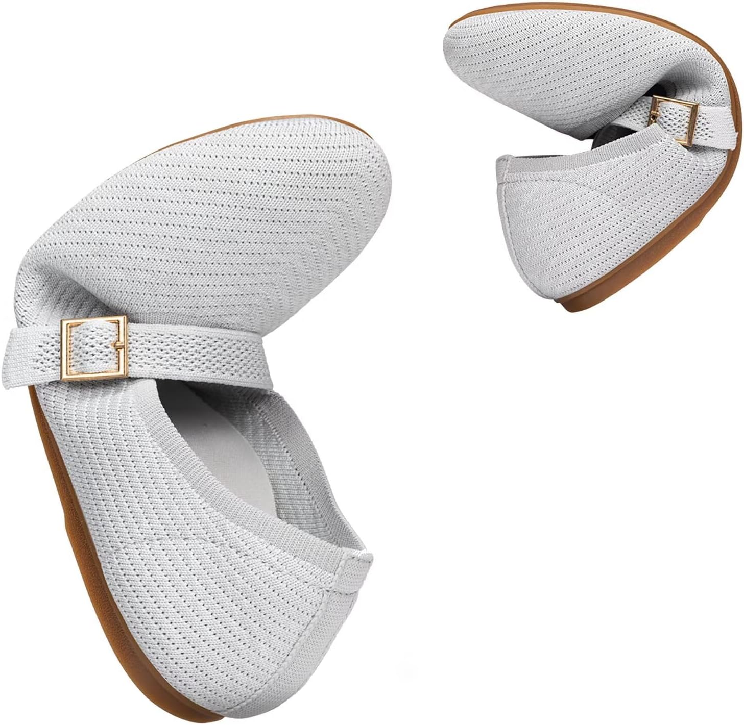 Frank Mully Women's Mary Jane Flats Comfortable Dressy Ballet Flats Casual Round Toe Slip On Washable Knitted Fabric Office Work Woman Shoes - Image 7