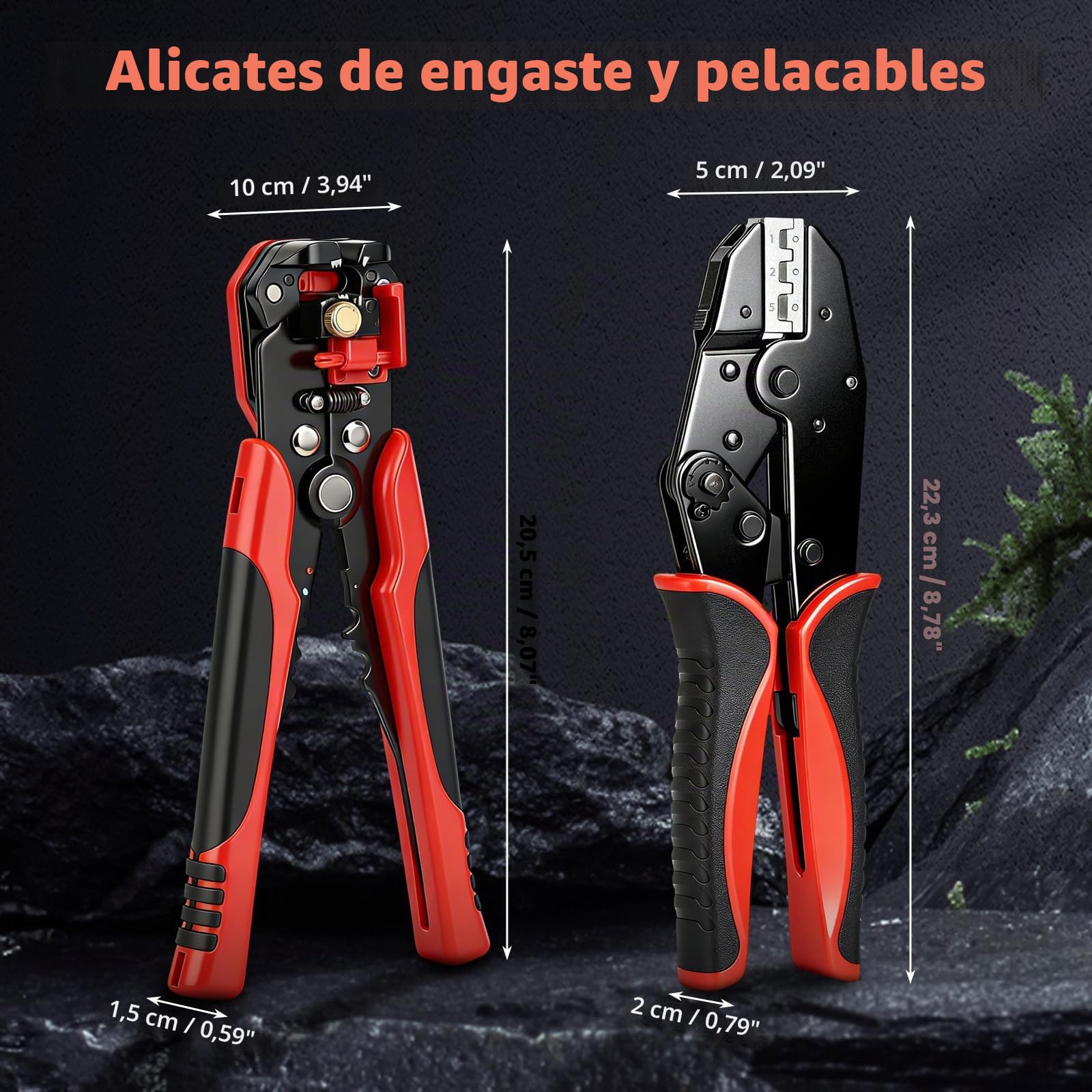 Crimpadora -Alicates con mordazas cambiables para engarzar para Cables Eléctricos, engaste con mordazas de liberación rápida para terminales de cable