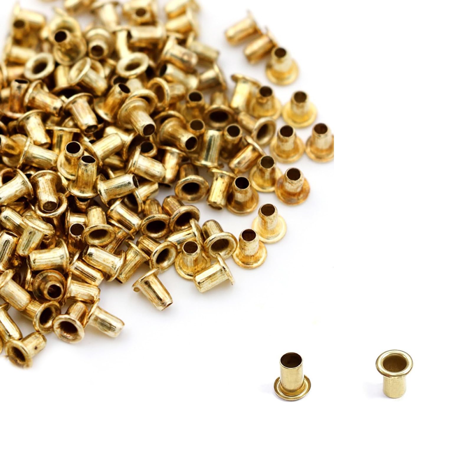 Photo 1 of 100Pcs 1.5mm Copper Tiny Grommets Eyelets Self Backing Eyelet Mini Craft Supply for BJD Bead Cores Clothes Shoes DIY Making Leather Canvas Repairing (Gold)