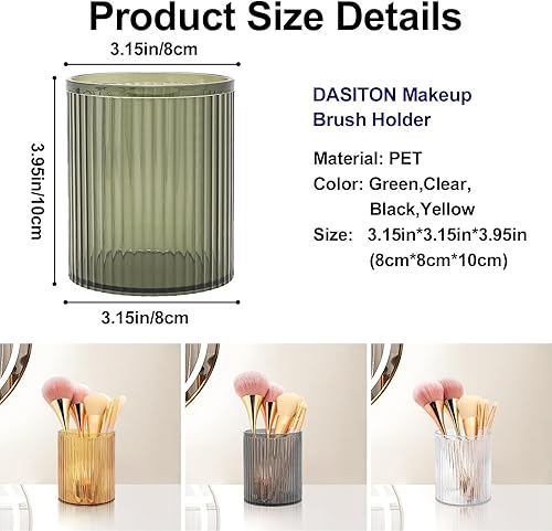 Miniatura 7 de DASITON Soporte para brochas de maquillaje de gran capacidad, taza de brochas de maquillaje acrílica, soporte para brochas de maquillaje a rayas