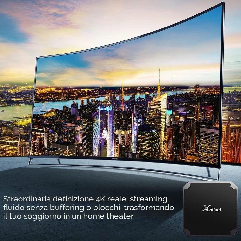 X96 Mini Box Android TV 2GB 16GB Lettore multimediale di trasmissione Media Player di alta qualità (Android 9.0) con telecomando e cavo HDMI, TV Box 4K
