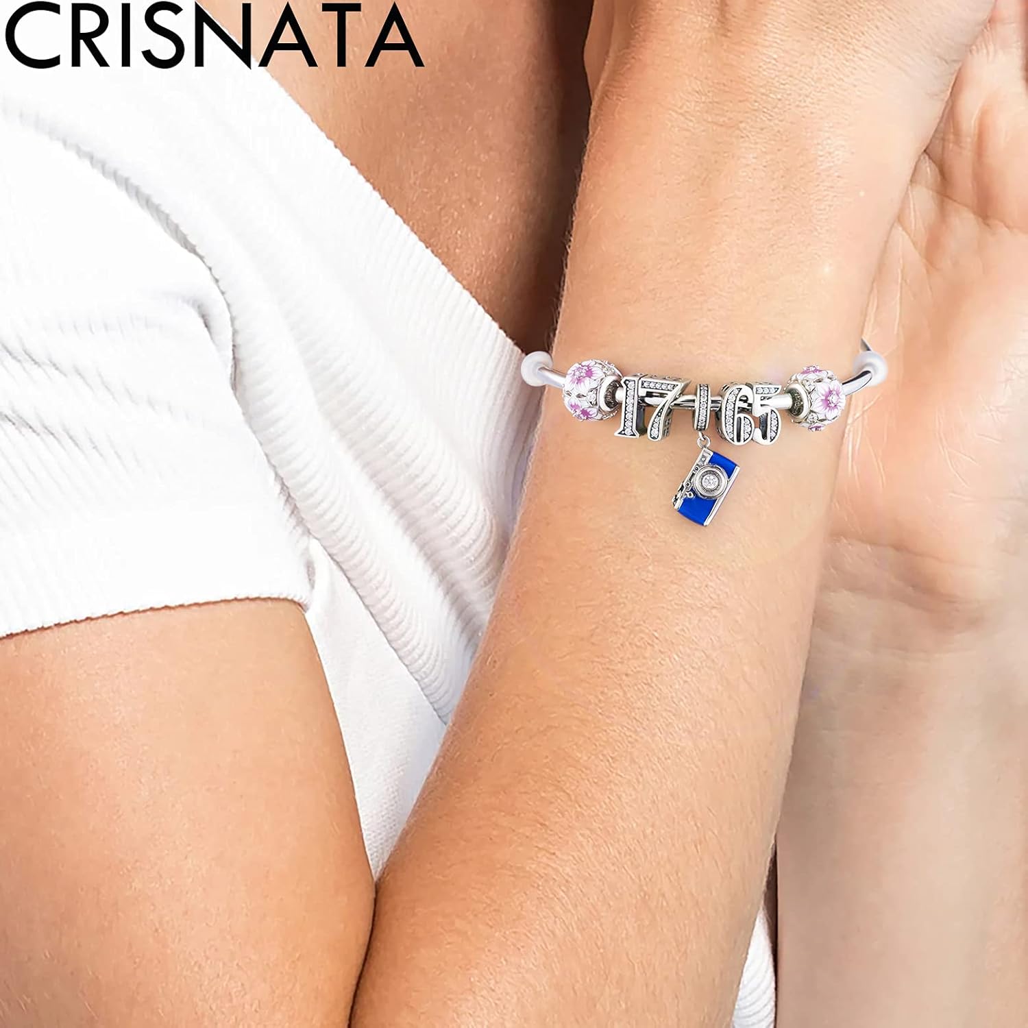 5,10 to 50 52 55 56 60 65 70 75 80 Birthday Charms fits European Anniversary Bracelets, 925 Sterling Silver Number Charms with Clear CZ Stones, Gifts for Family/Lover/Friends - Image 5