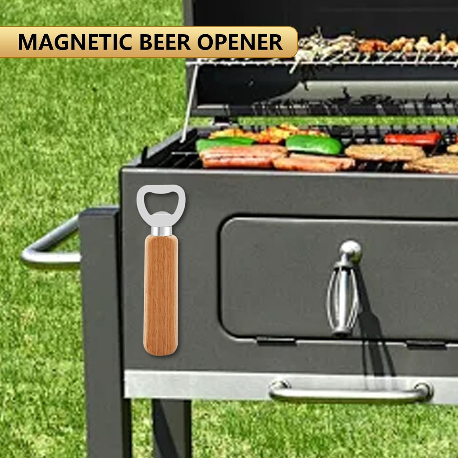 1Pc Magnetic Beer Bottle Opener for Fridge with Solid Wood Handle, Easily Stay on the Fridge and RV for Convenient Storage - Cool Kitchen Gadget, Gift for Fathers Husbands Bartender (1) image 5