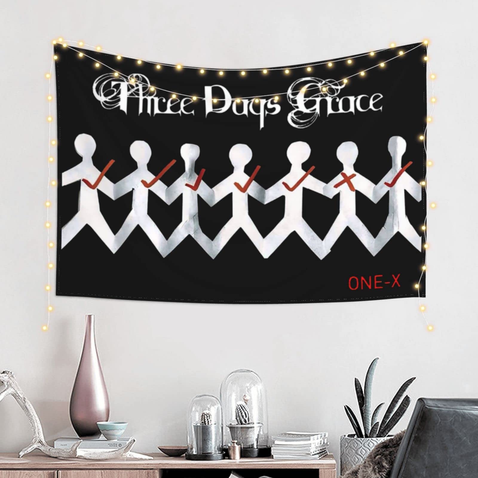 Three Music Days Grace Band One-X Tapestry Art Wall Hanging Tapestries Room Decor For Living Room College Dormitory Room Home Decoration 60x40inch
