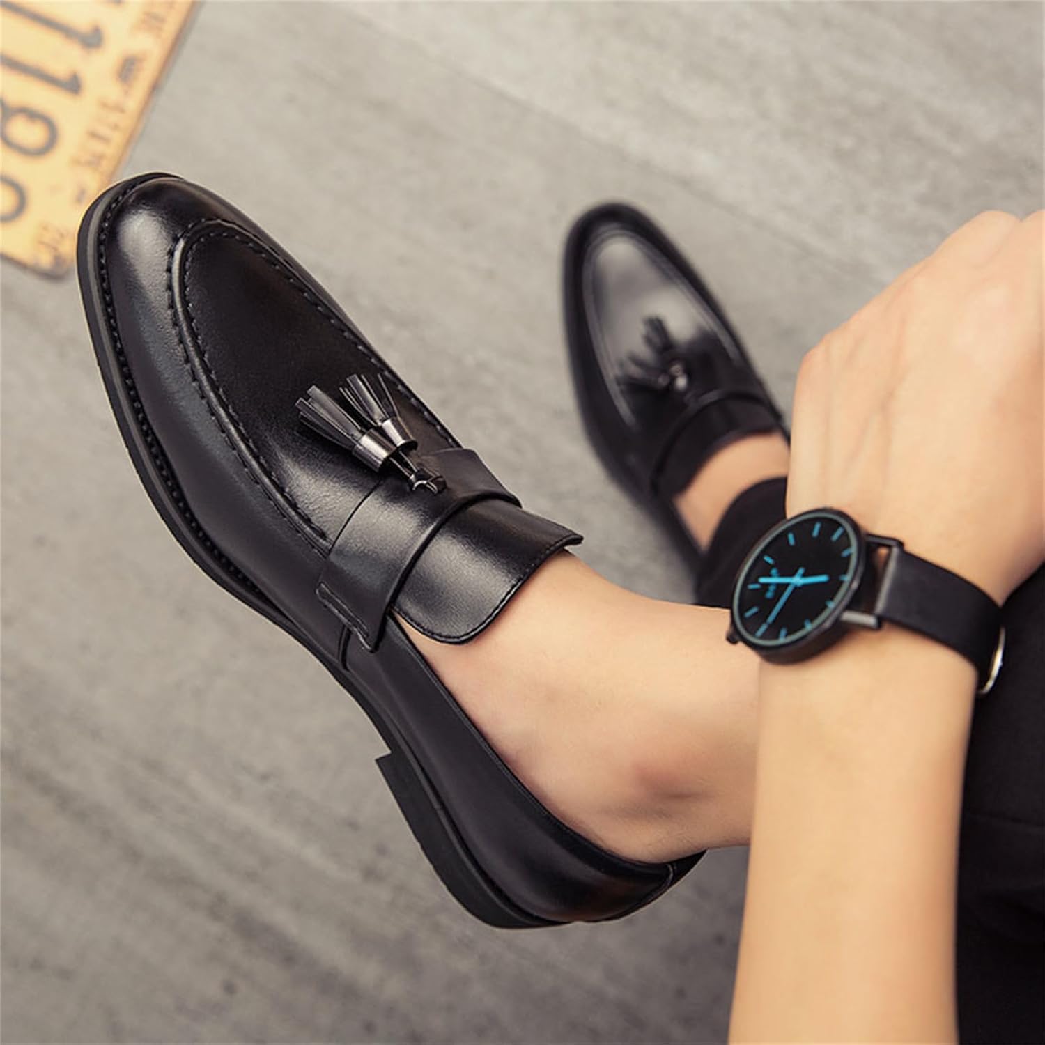Men's Genuine Leather Slip On Tassels Loafers Classic Casual Dress Penny Loafers Vintage Formal Business Wedding Smoking Shoes - Image 8
