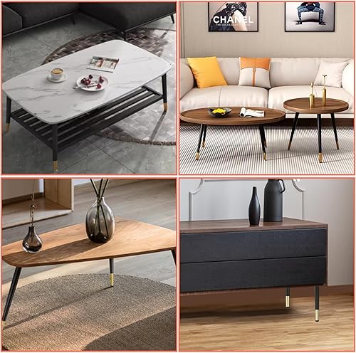 Miniatura 7 de WOPPLXY 4 patas para muebles de 12 pulgadas, patas rectas de metal cónico, patas de repuesto de muebles de estilo de mediados de siglo negro dorado
