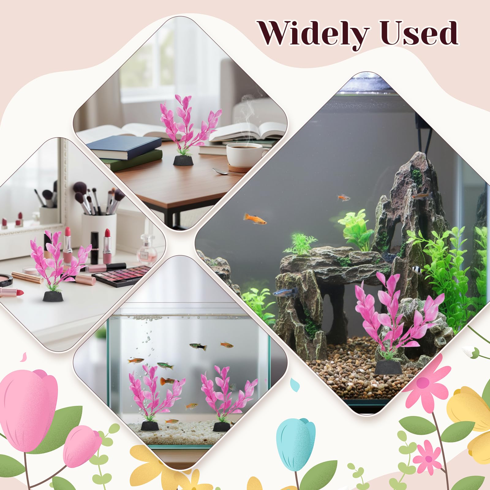 2 szt. 10 cm małe rośliny akwariowe do akwarium Betta, rośliny akwariowe, dekoracje, zbiorniki rybne, rośliny, liść, hamak, dekoracja trawy wodnej (różowe)