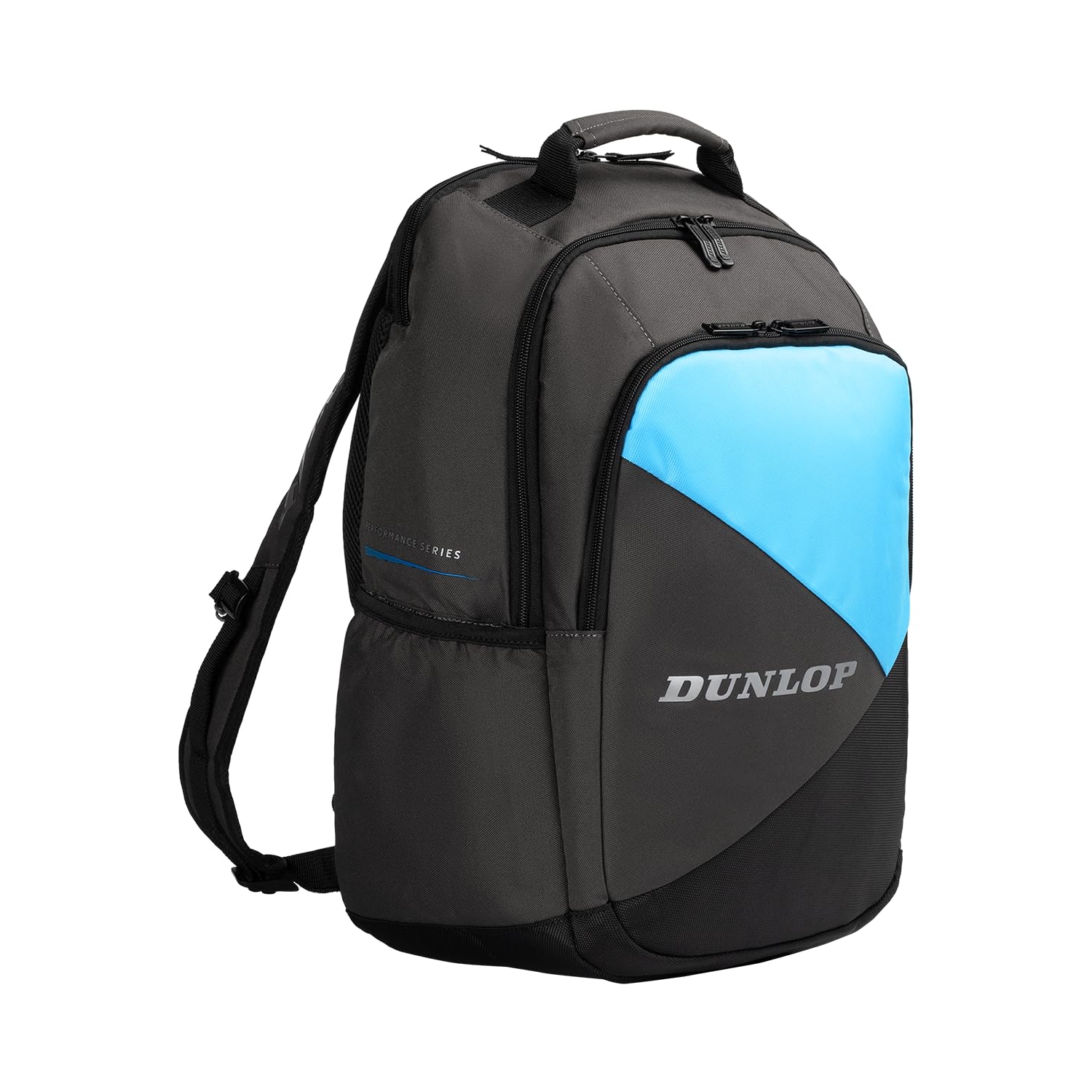 Dunlop FX Performance Padel Backpack - Borsa da racchetta compatta 20-L - Nero/Gun Metal/Cian - Design Multisport Leggero