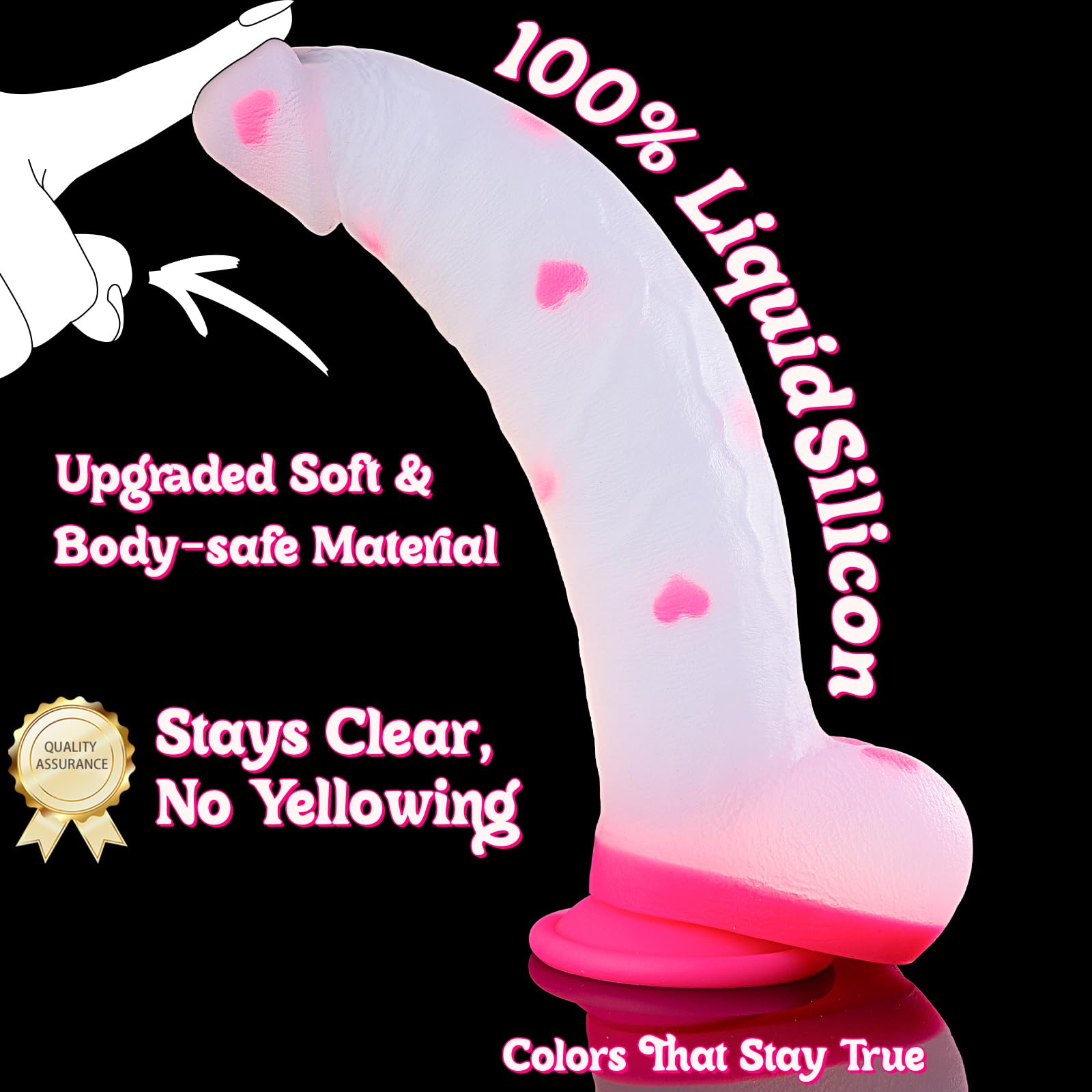 8" Big Thick Girthy Monster Fantasy Dildo - Pink Clear Liquid Silicone Dildos, Strap on Dildo with Suction Cup, Wide Large Riding Dildos for G Spot Anal, Adult Sex Toys & Games for Women Men Couples: 12 inches