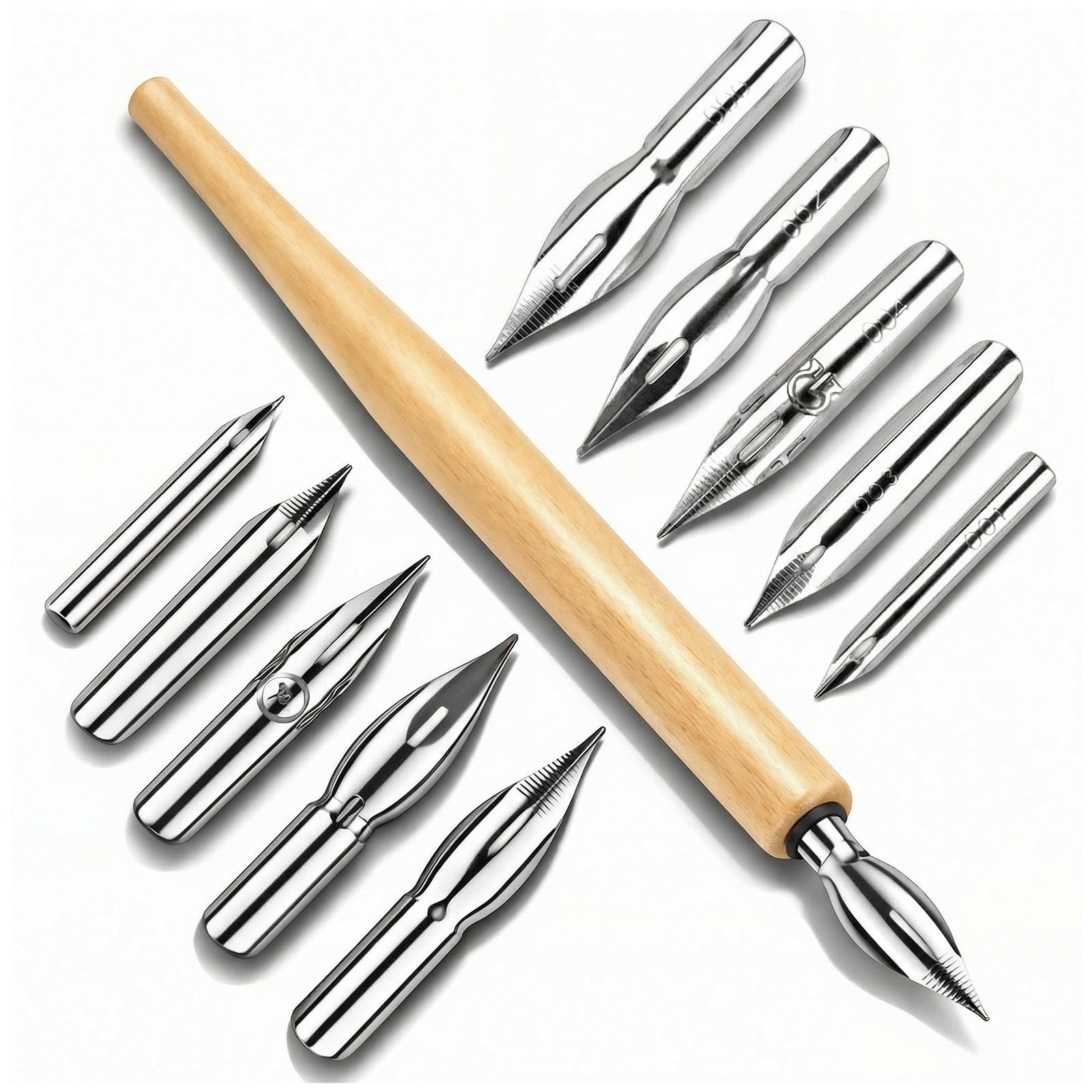 G-Pen Pretwad Stainless Steel Ink Nib for Drawing Comic Book 11 Pcs Cartoon Pen Nib Set Diving Pen Holder with Cartoon Pen Nib