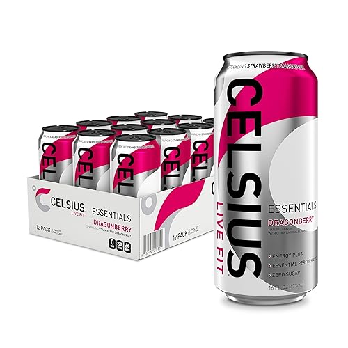 CELSIUS ESSENTIALS⢠Sparkling Dragonberry, Sugar Free Performance Energy Drink, 16 Fl Oz (Pack of 12) - Dragonberry - 16 Fl Oz (Pack of 12)