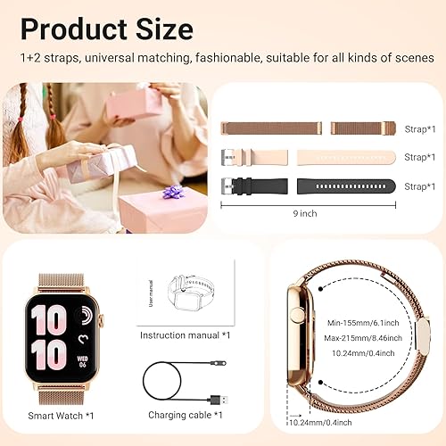 Miniatura 7 de Relojes inteligentes para mujer, rastreador de fitness HD de 1.83 pulgadas (respuestahacer llamadas), más de 120 modos deportivos con monitor de
