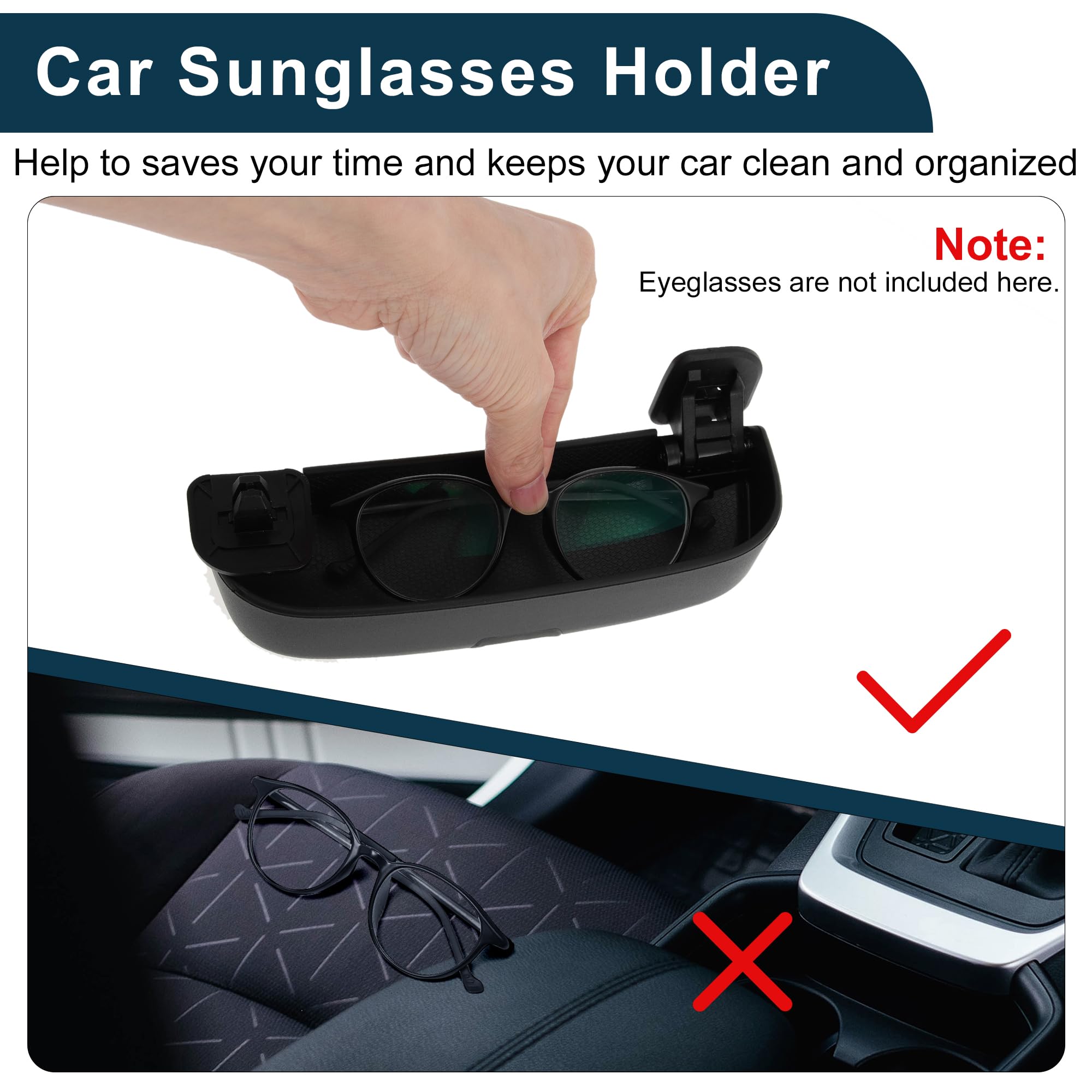 Samochodowe etui na okulary przeciwsłoneczne do Audi A3 2013-2024, uchwyt na okulary, pudełko do przechowywania, tworzywo sztuczne, kolor czarny, 1 zestaw