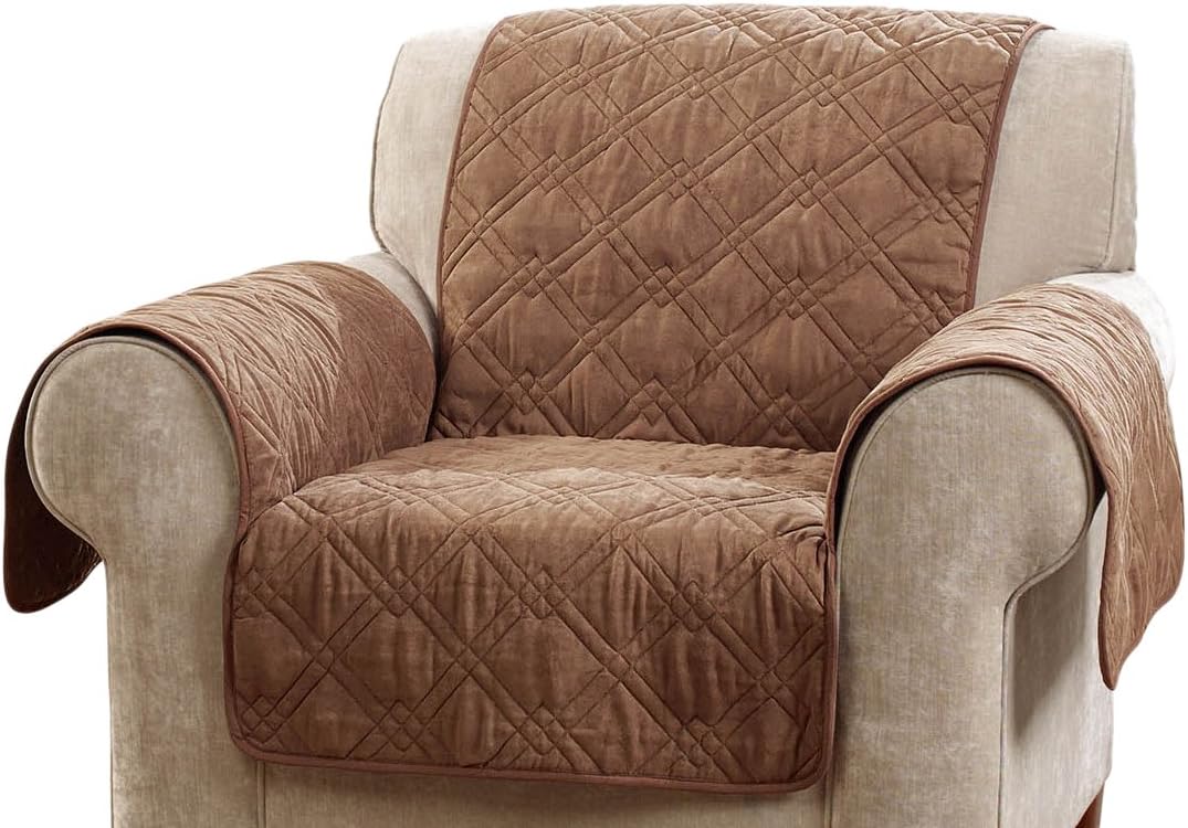 SureFit SF45035 Deluxe Non Skid Waterproof Pet Loveseat Furniture Cover - Brown