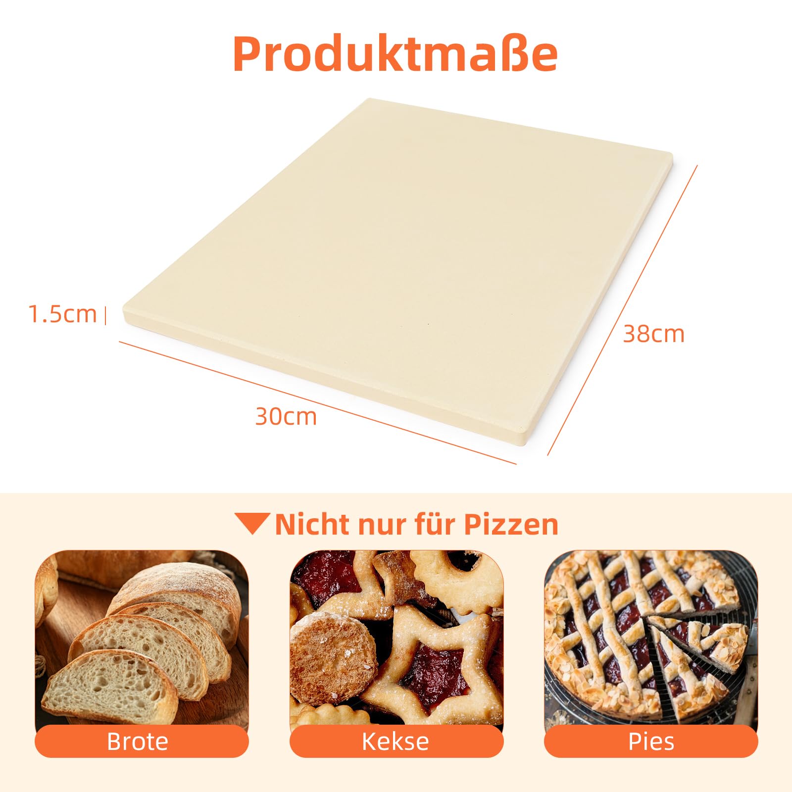 Pierre à pizza pour pizza et pain 38 * 30 * 1,5 CM Pierre à pizza pour barbecue à gaz et four