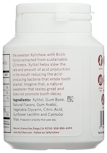Miniatura 2 de Xylichew Goma de mascar suave de granada y frambuesa, sin azúcar, sin edulcorante artificial, 60 unidades (paquete de 4)