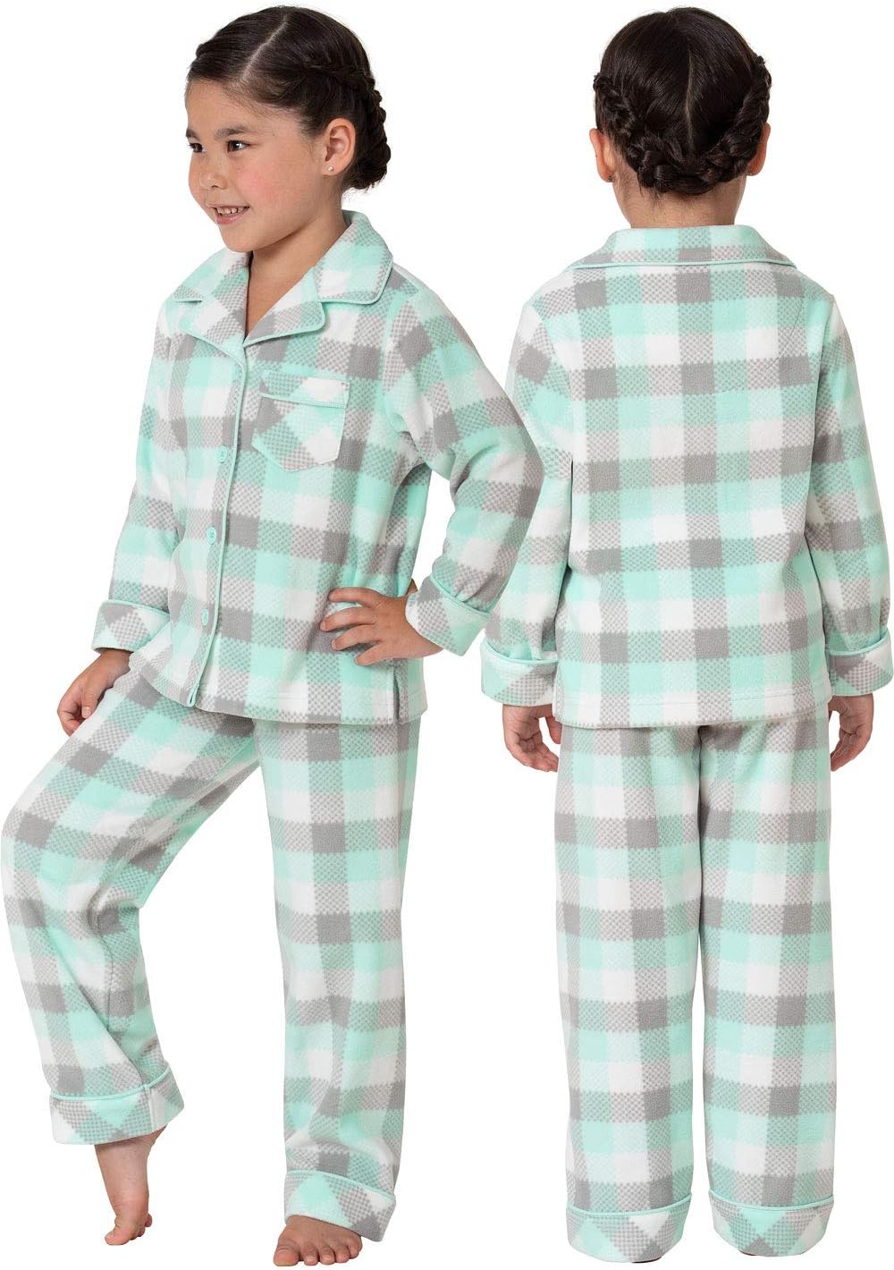 PajamaGram Fleece Pajamas for Kids - Kids Button Down Pajamas - Image 3