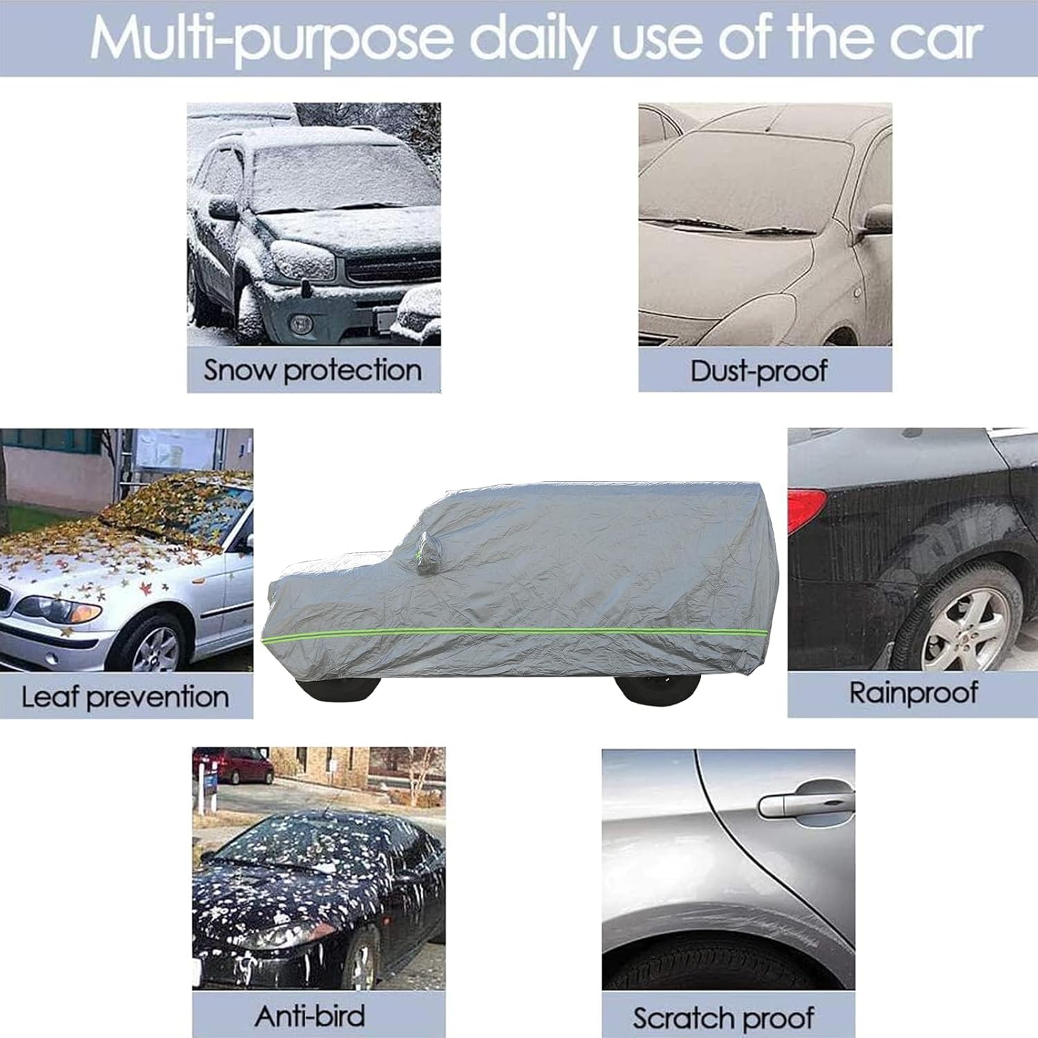 Car Cover Waterproof All Weather Compatible with Land Rover Defender 90 110 2004-2018，Car Cover Sun Hail UV Snow Dust Protection Cover Exterior Accessories ((110) Silver)