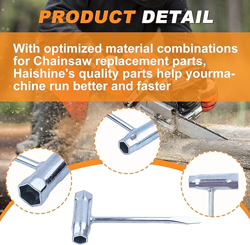 Miniatura 5 de Haishine Juego de llaves de destornillador de motosierra con tuercas de barra, reemplazo de raspado de 0.512 in x 0.748 in, llave en T y