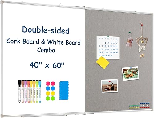 Vista 18 de WALGLASS Combinación de pizarra blanca magnética y tablero de corcho, 36 x 24 pulgadas, combo para escuela, oficina y hogar, pizarra de borrado
