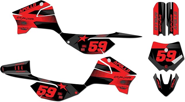 Graphics Kit for Apollo RFZ X4-X6 X14-X19 All Years Flux Series Red-Shift 9 Mil - Easy Go - Dirt Pit Bike Motorcycle Sticker, Dirtbike Racing Decal Motocross Accessories no-Plastics
