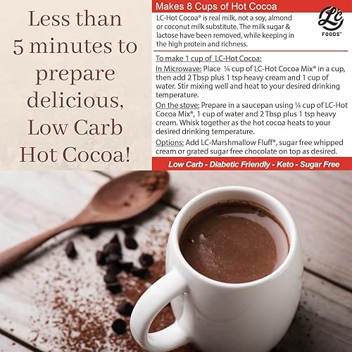 Miniatura 2 de LC Foods Mezcla de cacao caliente  Sabor a chocolate con fibra de inulina y cacao  Sin gluten  Sin azúcar  Sin conservantes  Buena fuente de