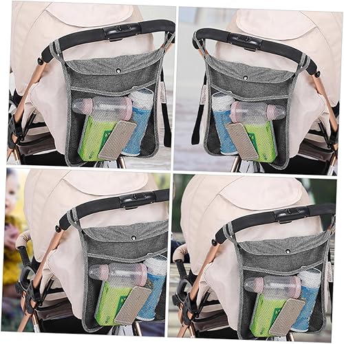 Miniatura 3 de BESPORTBLE 2pcs Stroller Hanging Storage Bags Linen Mesh Organizer with Heavy Duty Handles for Side Stroller Pouch Portable Essentials Holder for