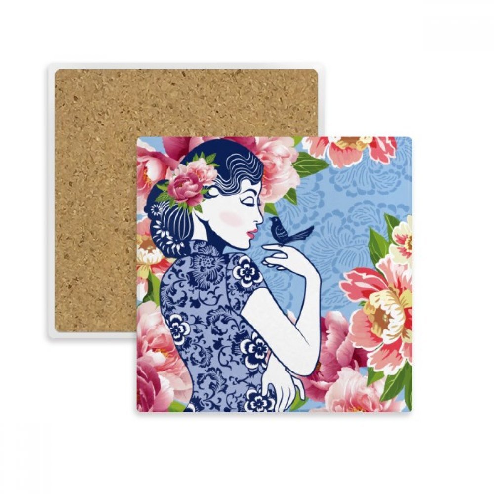 Coaster absorbant oiseau fleur pour éliminer les taches d'eau