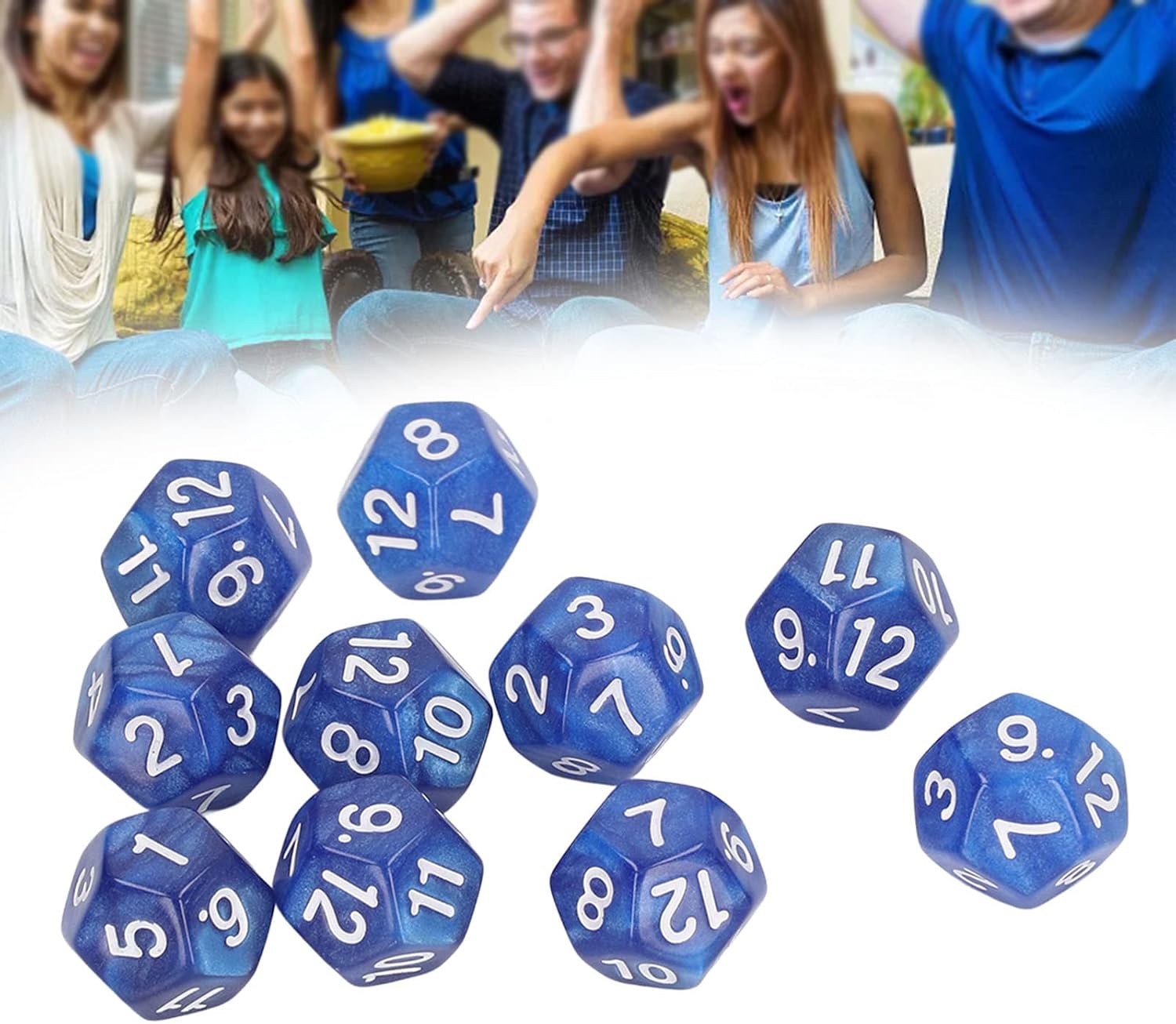 12 Sided Dice Dice for Teaching,40pcs Polyhedral Dice Clear Numbers Prevent Oxidation 12 Sided Dice Set for Game Teaching (Blue)
