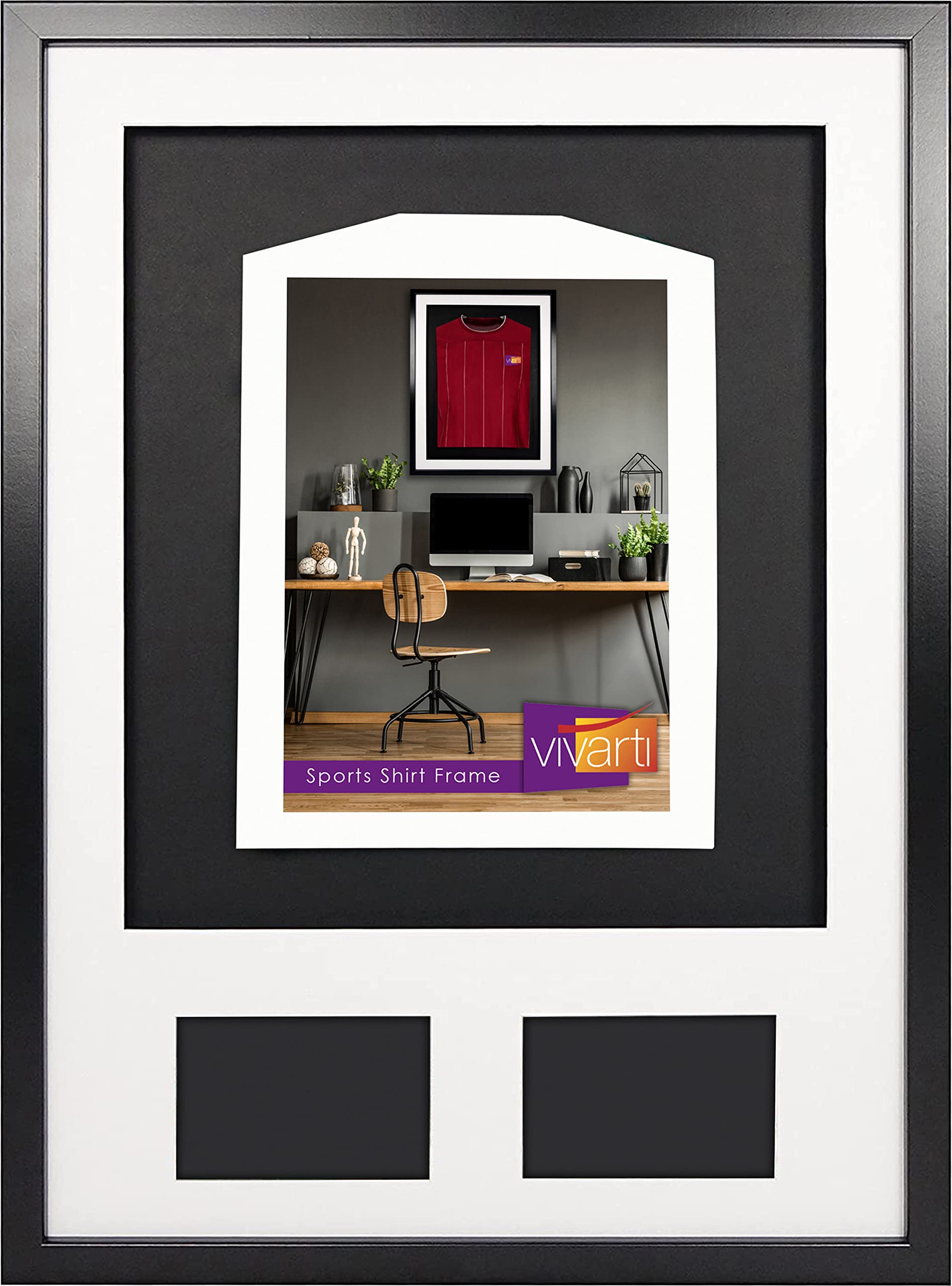 Vivarti Infant 3D Double Aperture Frame 50x70- Black Frame with White Mount & Black Backing Card - Image 4
