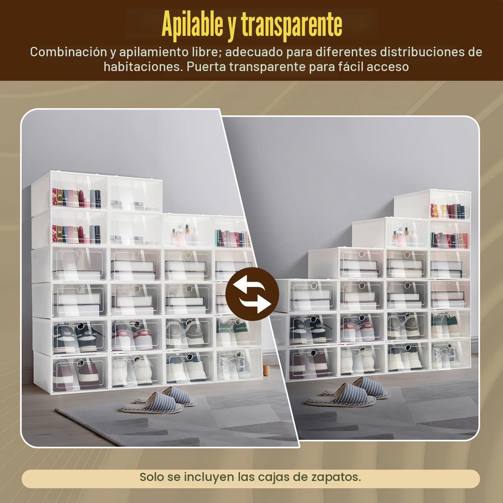 Zapatero Plastico, Organizador de Zapatos, Caja de Zapatos Transparente, 20/24 Unidades, 33 x 23 x 14 cm, Apilables, Cajón Apilable, para Guardar Zapatos y Libros