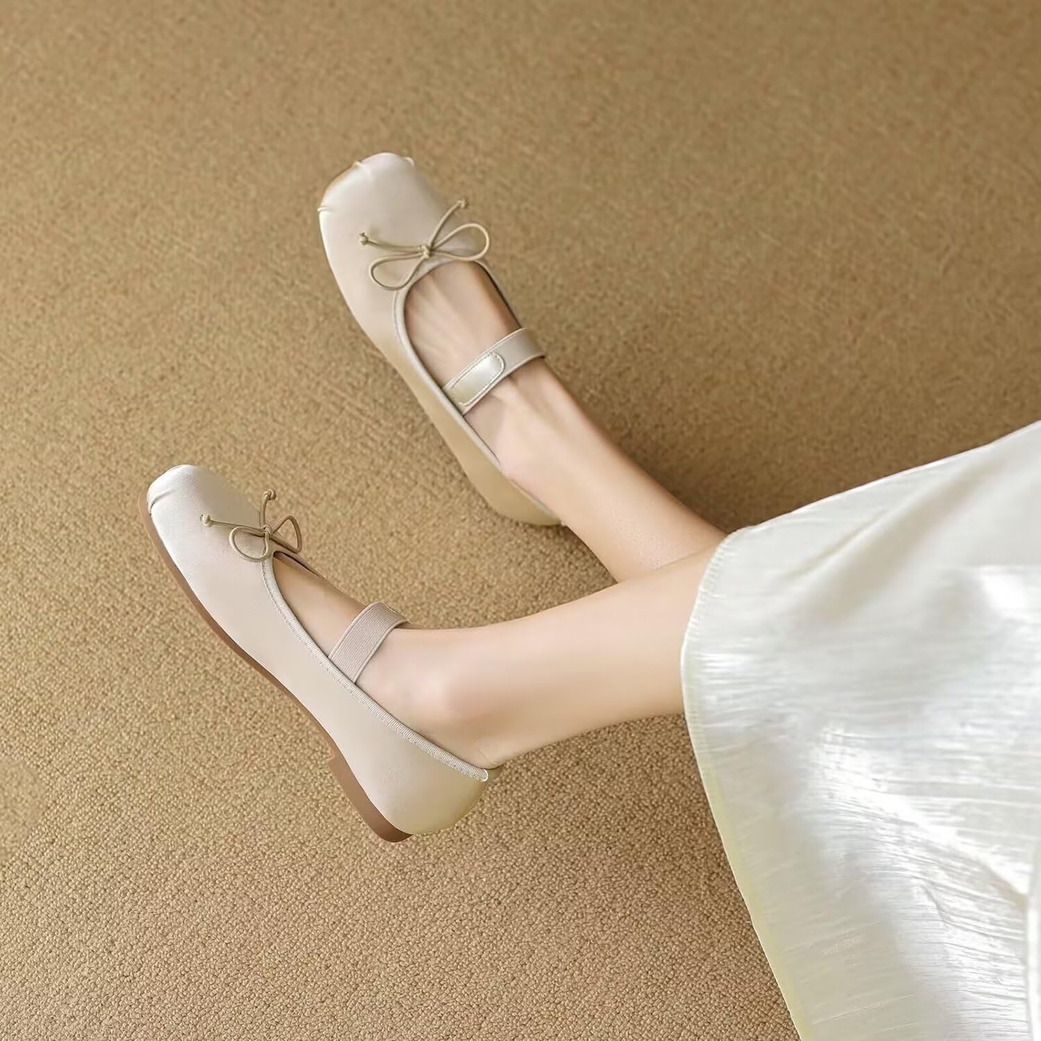 LUXINYU Flats for Women Dressy Square Toe Ankle Strap Mary Jane Shoes Casual Slip On Flats Comfortable Ballet Flats - Image 6