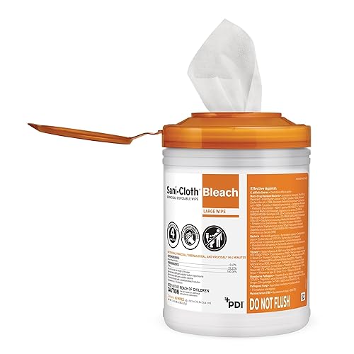 Miniatura 4 de Sani-Cloth Bleach, toallitas desechables germicidas, toallitas desinfectantes de superficie de grado hospitalario para cuidado de la salud y baño,