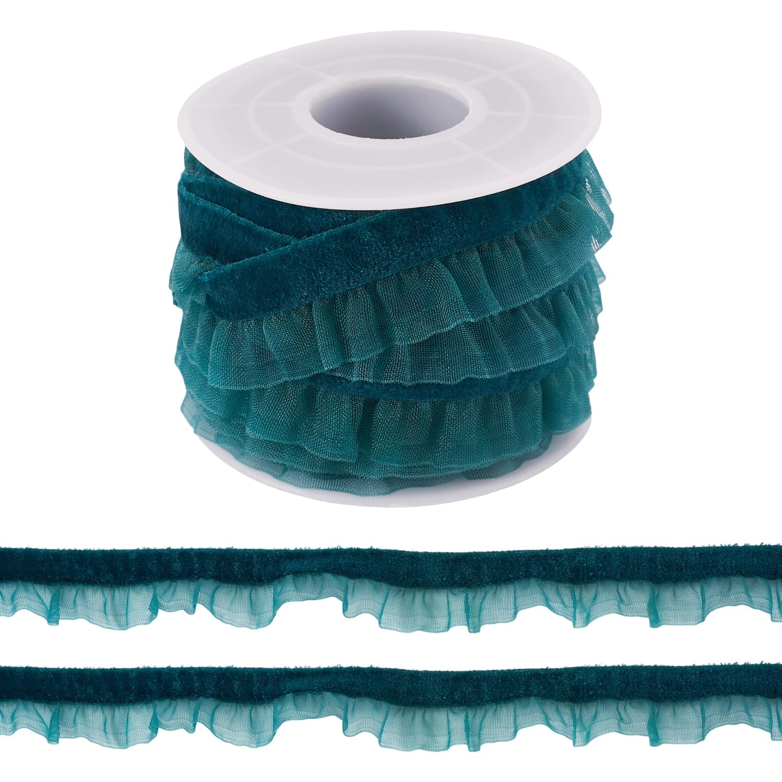 Bestewelry 5 Yards Velvet Organza Ribbon for Sewing 15 mm Velvet Lace Trim Dress Bridal Ribbon Trimming for Sewing Crafts Dress Sock Costume Embellishments, Teal