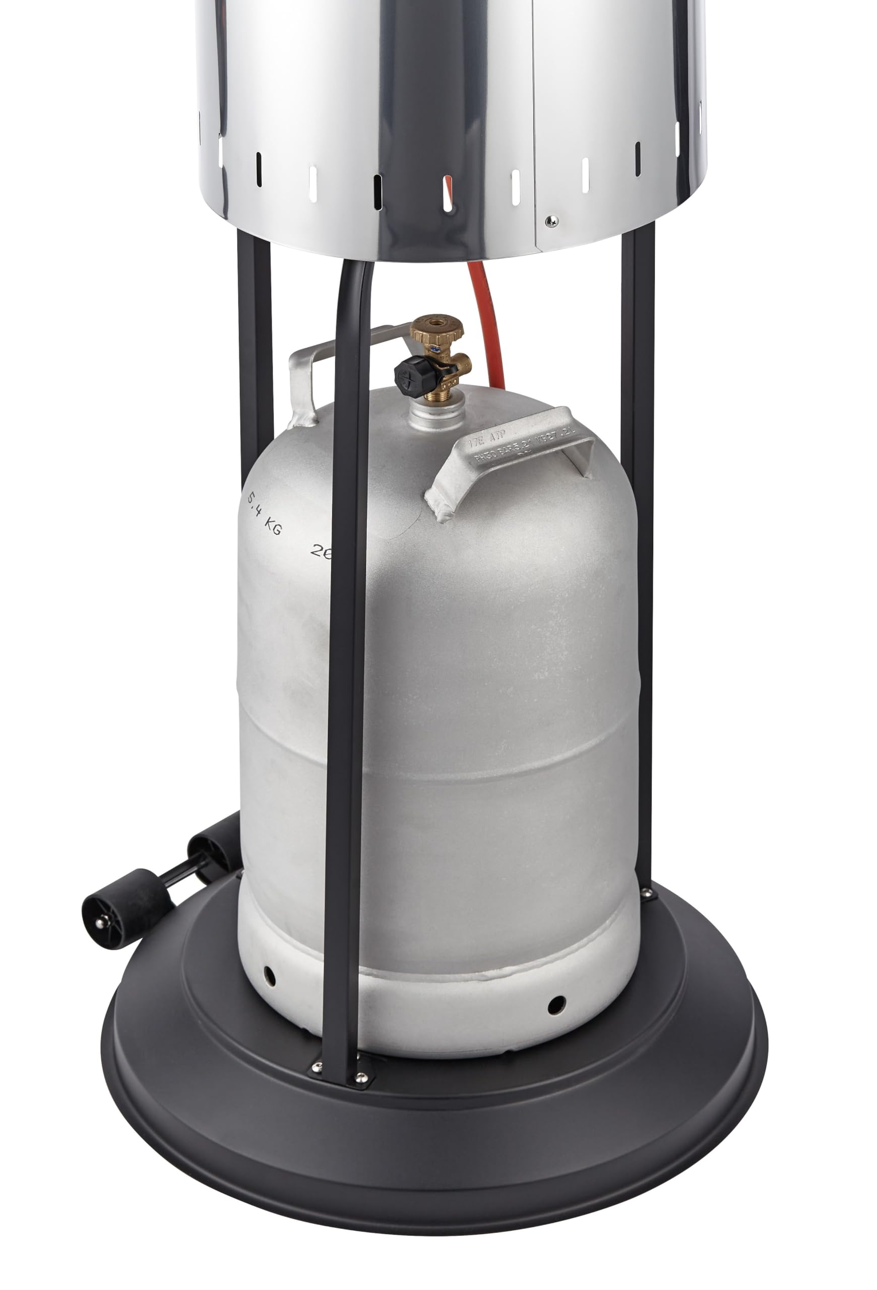 METRO Professional Gas-Heizstrahler GHP5000G (76 x 218 cm, 8kW), Terrassenheizer aus Edelstahl, Heizpilz, stufenlose Regulierung, hocheffizienter Ökobrenner, Transporträdern, Umkippsicherung (silber)