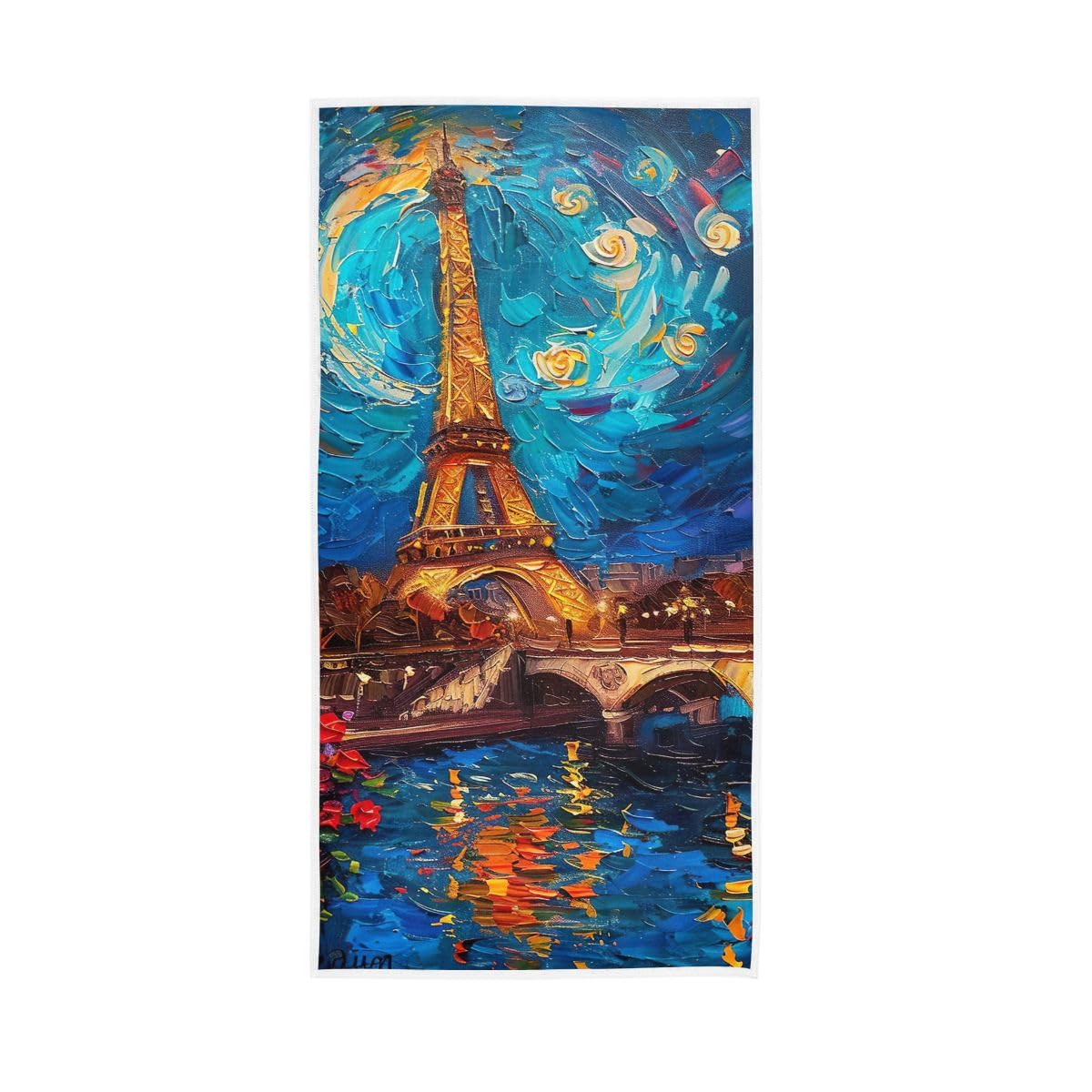 HUYGD Paris Starry Sky Bath Hand Towels for Bathroom, Hand Towel for Bathroom, Shower, Hotel, Spa 15 x 30 Inches