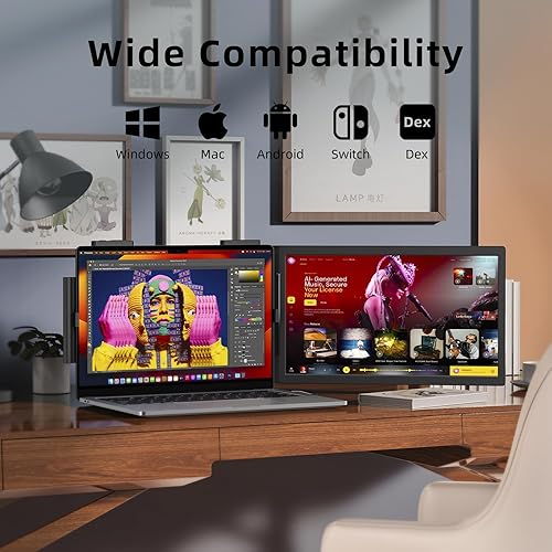 Miniatura 7 de Extensor de pantalla para laptop, monitor portátil IPS de 14 pulgadas, 1080P, monitor de viaje para portátiles de 14 a 16.5 pulgadas con puerto