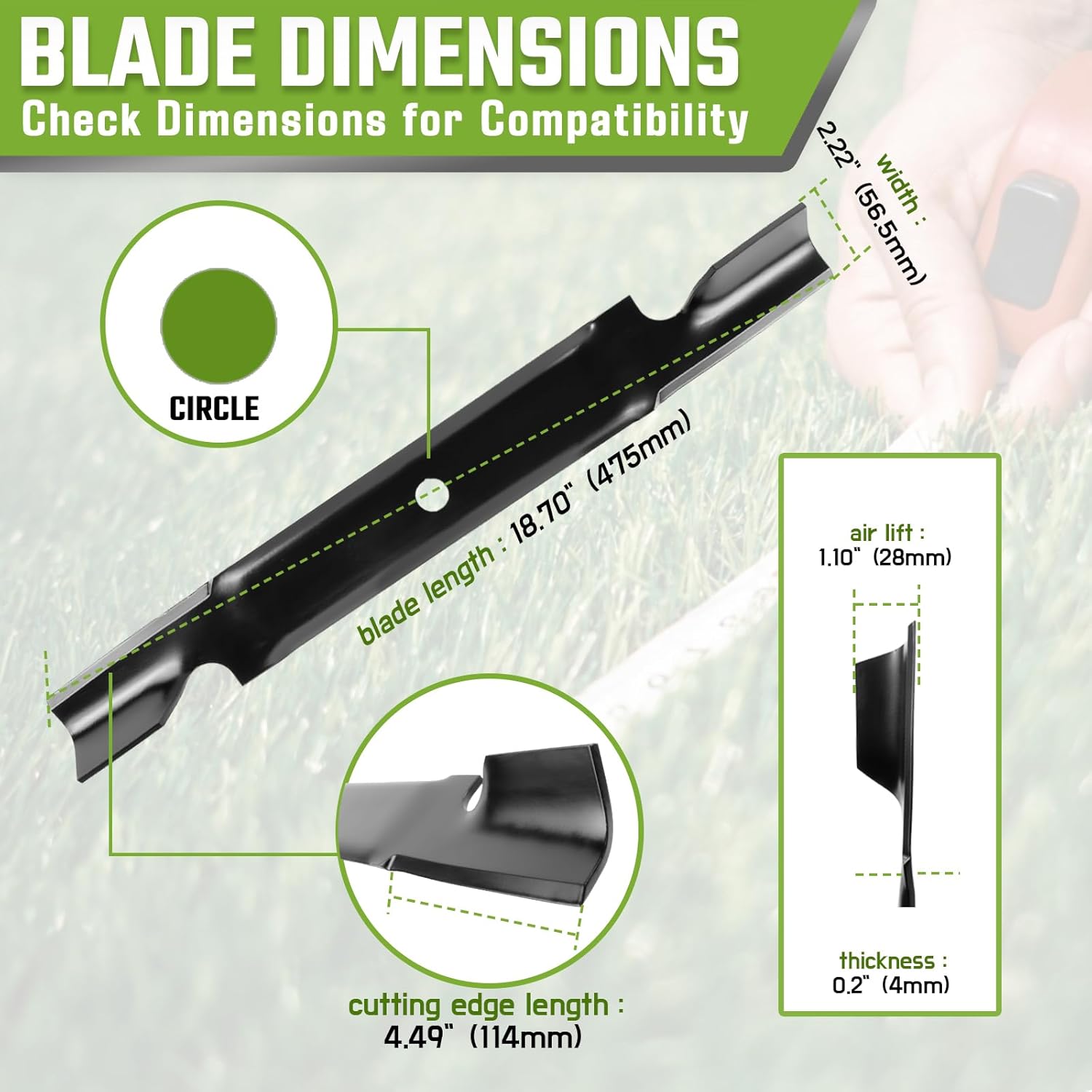 6-Pack High-Lift Blades Replacement for Toro Timecutter 54 Inch Mower MX5400 MX5480 ZX5420 ZX5450, Fits OEM 115-4999 115-9650-03 115-2454-03, 18.7" Length Circle Center Hole