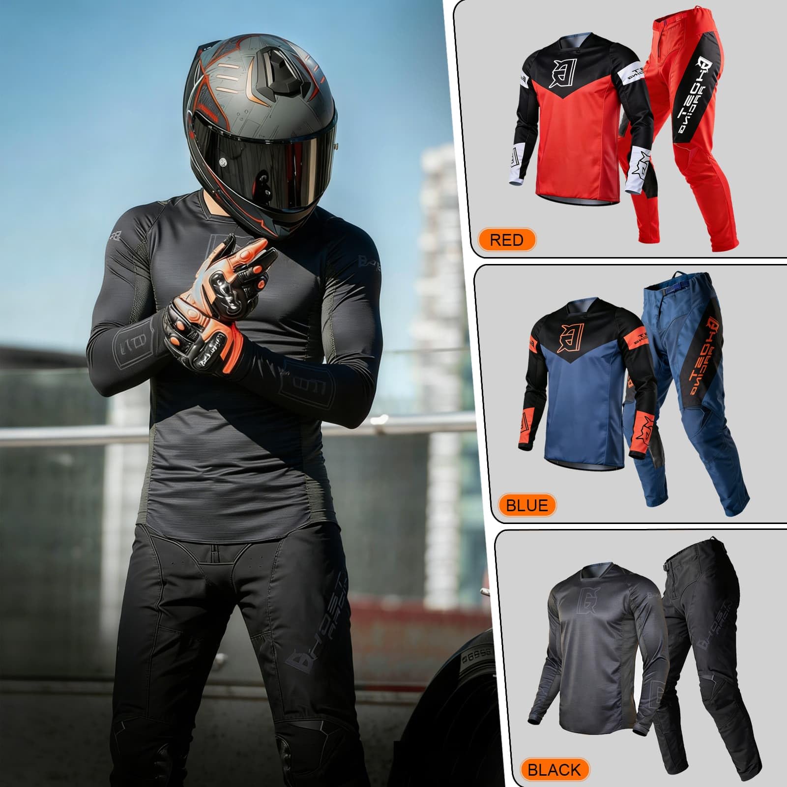 Uomo Completo Maglia e Pantaloni da Motocross Set di Ingranaggi MX Dirt Bike Offroad Equitazione Razza Adulto BMX ATV MX Enduro