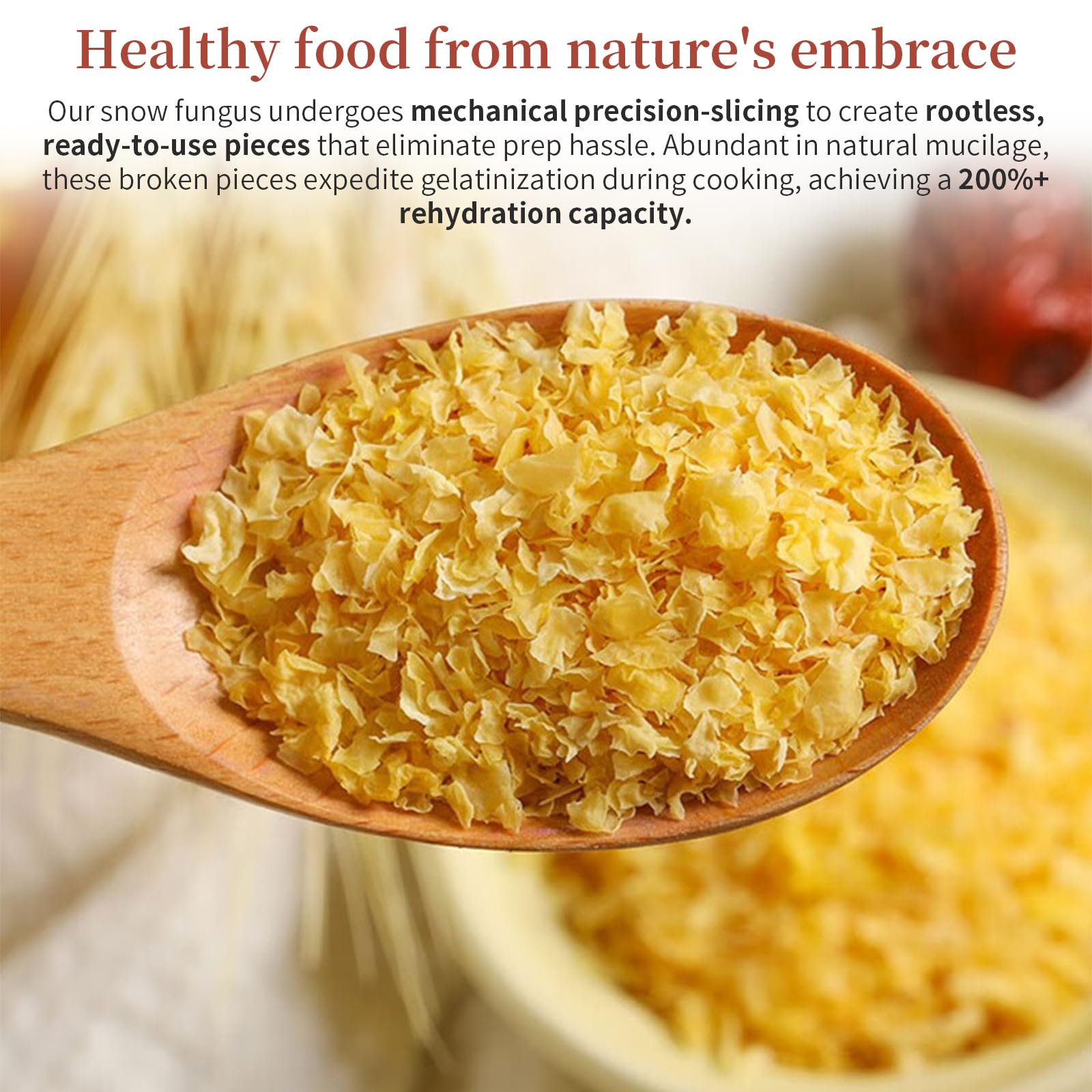 Wanhua Hall Broken Snow Fungus Dried White Fungus Slices Mushroom Woodear Mushroom Premium All Natural Vegan and Gluten-Free 3.5oz(100g) 银耳片 银耳碎 椴木银耳