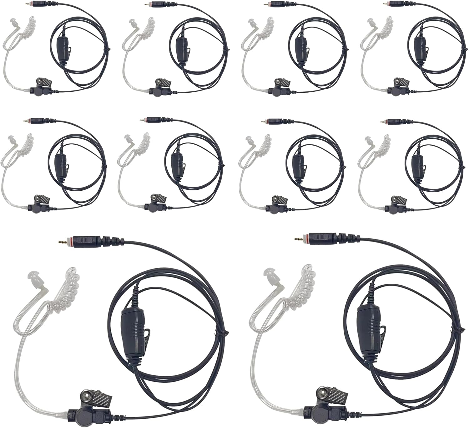 WODASEN 10 Pcs CLP1010e Earpiece CLP1080e Walkie Talkie Ear Piece Acoustic Tube Headset with Mic PTT for Motorola 1010e 1080e CLP107e CLP1040e CLP1083e CLP446e CLPe446 CLPe Plus Radio (10 Packs)