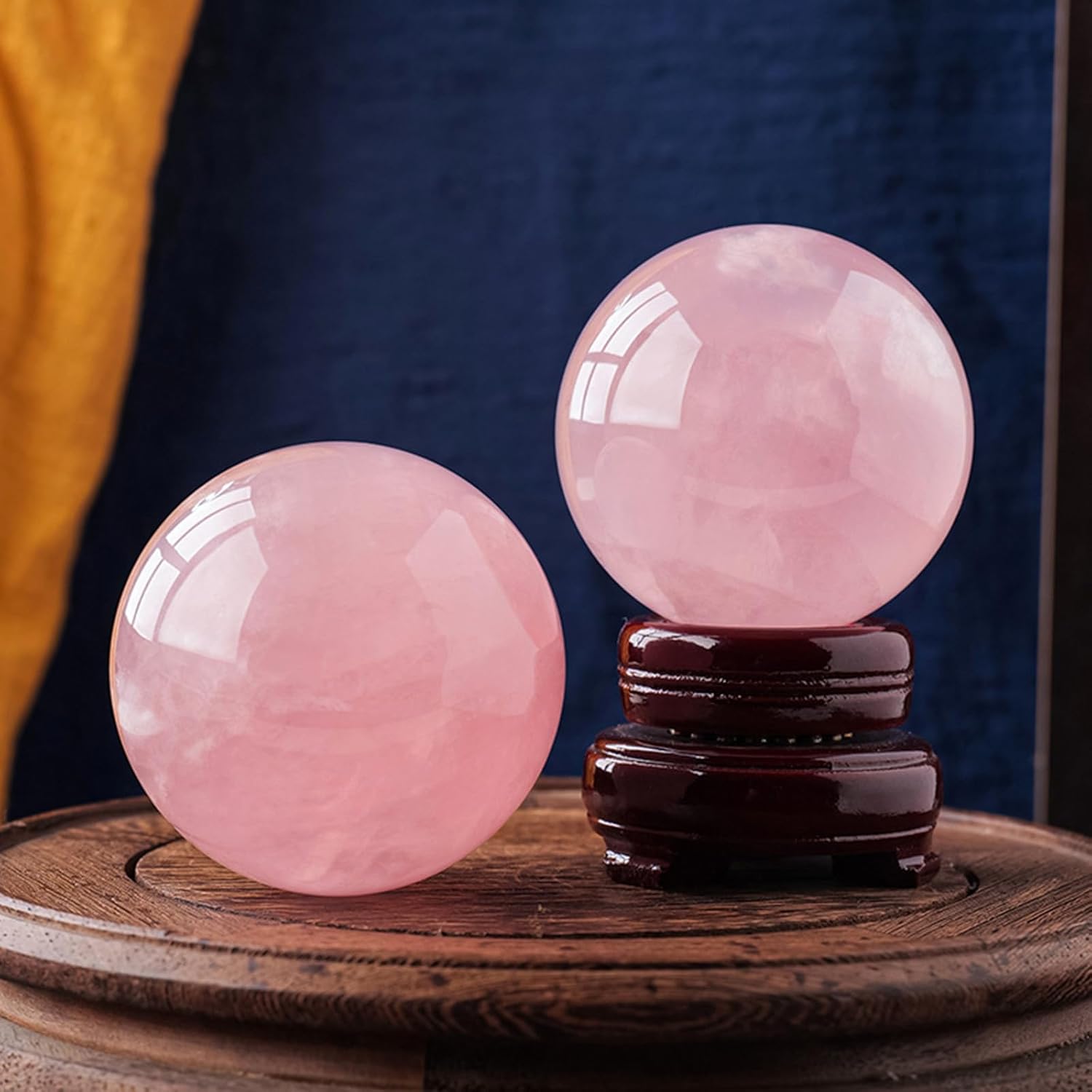Crystal Ball Polished Divination Ball with Wooden Stand Feng Shui Office Home Decor Crystal Stone Sphere Crystal Gift,15cm