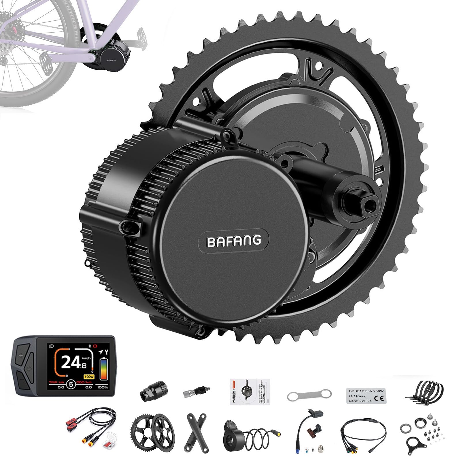 BAFANG 48V 75OW Kit Motore Centrale BBS02B con Display EKD01 e Corona 44T | Kit Conversione Ebike per BB68-73mm, Ideale per Commuting Urbano Quotidiano, Pendolari, Lavoratori d'Ufficio, Percorsi Brevi